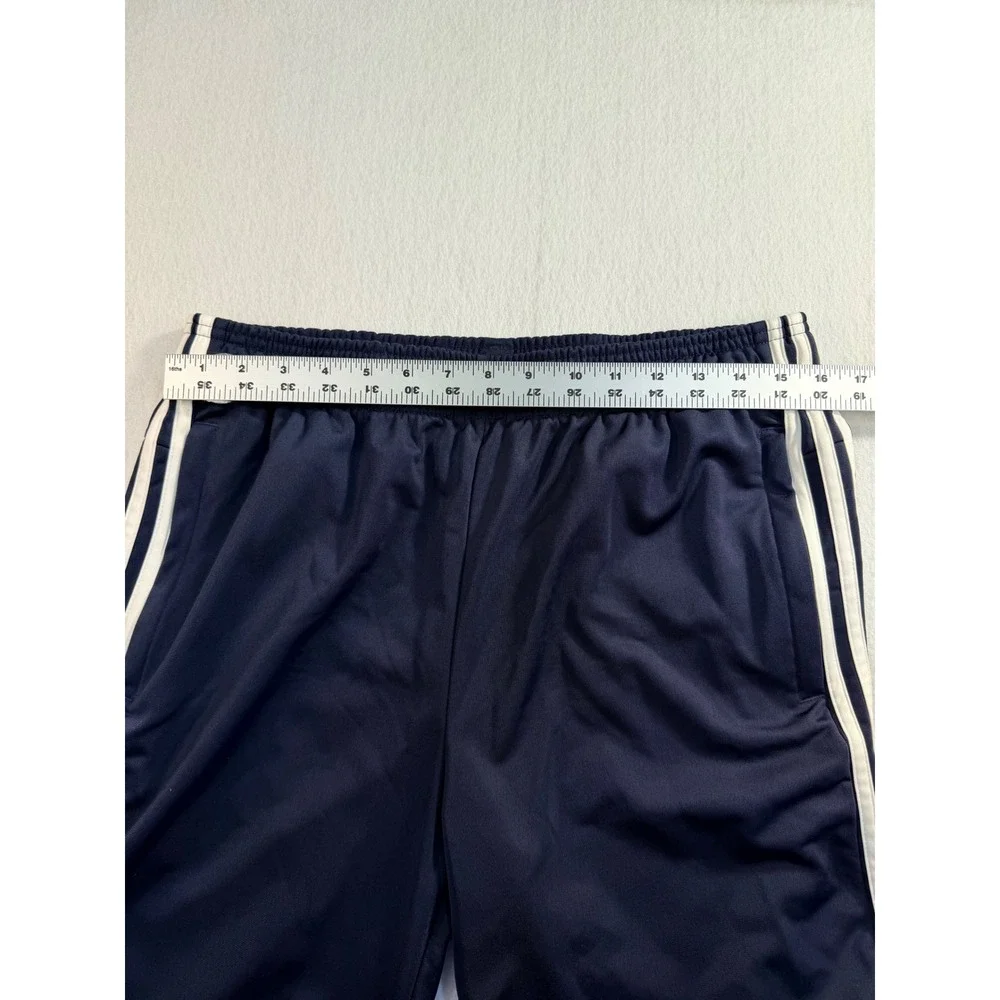 Adidas Mens Navy Blue White Triple Stripe Athletic Gym Shorts Pockets Medium